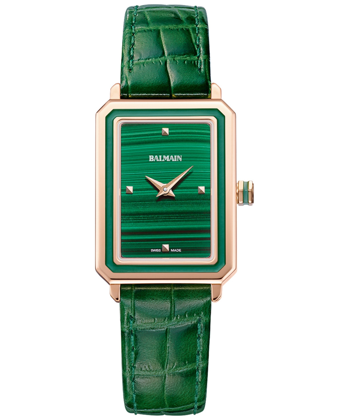 Balmain Women's Swiss Eirini Green Leather Strap Watch 25x33mm - Pink/green | Macy's