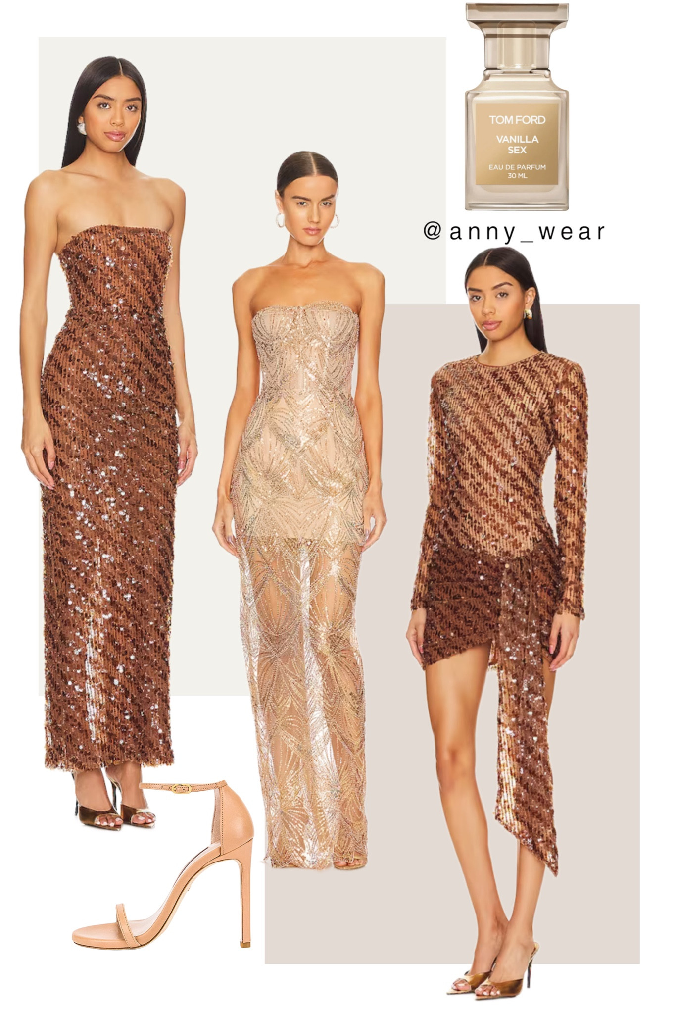 tan glitter dress Tan Amani Draped Sequin Maxi Dress main image 1