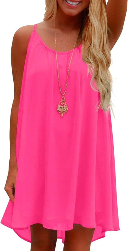 ReachMe Womens Sexy Spaghetti Strap Bathing Suit Cover ups Summer Criss Cross Tank Sundress Sleev... | Amazon (US)