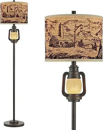 LuxSight Collection Lantern Standing Floor Lamp with Night Light Dark Bronze Finish Linen Fabric ... | Amazon (US)