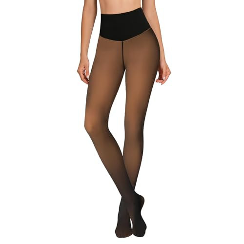 X-CHENG Fleece Lined Tights Sheer Women - Fake Translucent Warm Pantyhose Leggings Sheer Thick Tights for Winter | Amazon (US)