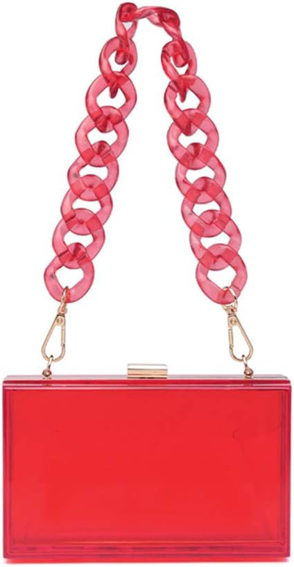 L-COOL Cute Transparent Acrylic Shoulder Bag Clear Crossbody Evening Clutch Purse Handbag With 2 ... | Amazon (US)