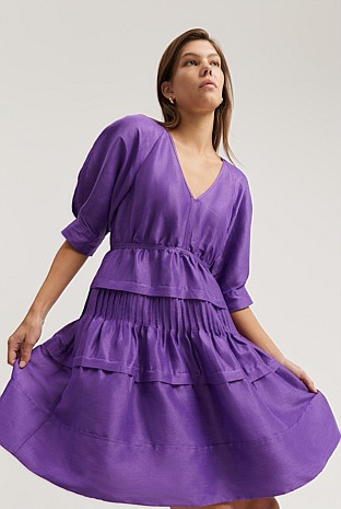 Gathered Tiered Mini Dress | Country Road