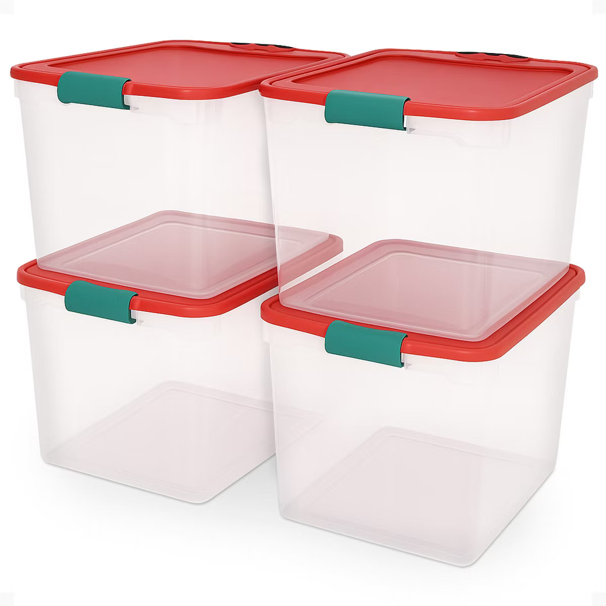 Homz Secure Latch Large Clear Stackable Storage Container Bin, 31 Quart, 4 Count | Target