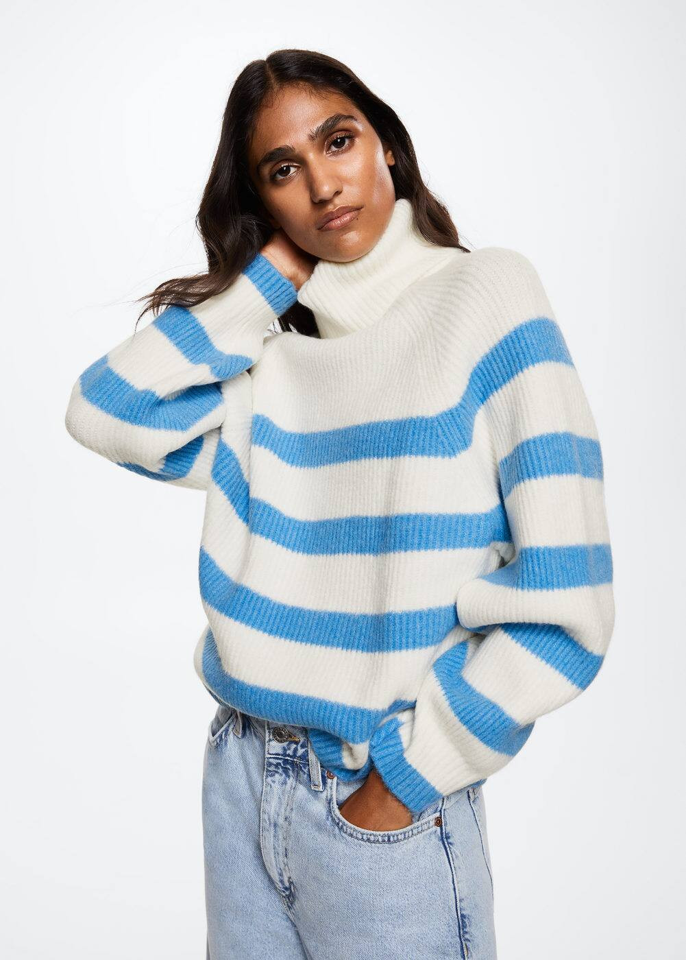 Striped turtleneck sweater -  Women | Mango USA | MANGO (US)