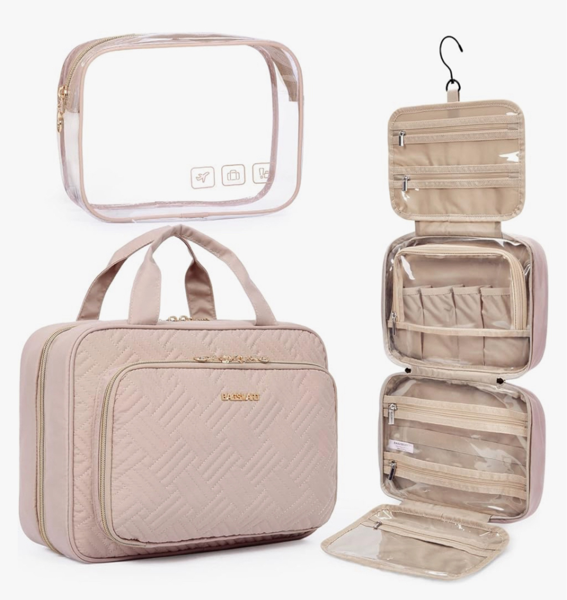 BAGSMART Toiletry Bag Hanging Travel Makeup Organizer with TSA Approved Transparent Cosmetic Bag Makeup Bag for Full Sized Toiletries, Medium-Pink

#LTKGiftGuide #LTKHome