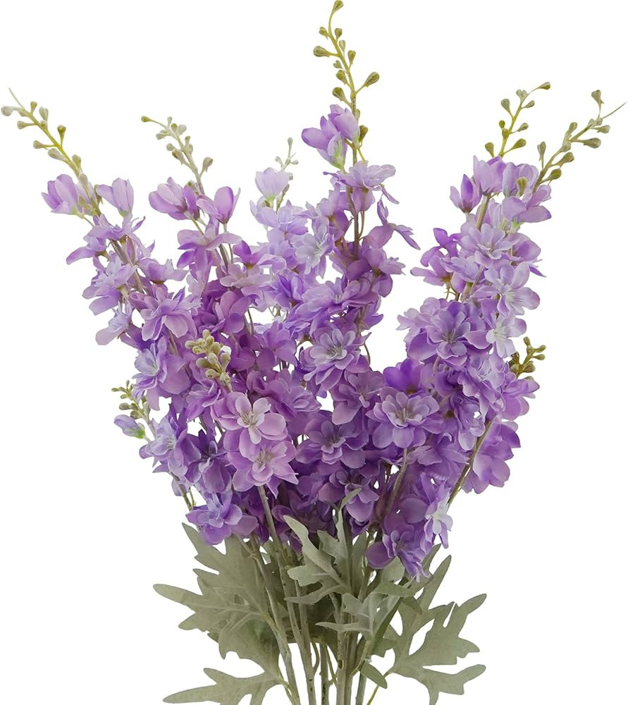 MINYULUA 6pcs Artificial Delphinium Flowers Purple Silk Larkspur Flowers Faux Snapdragon Long Ste... | Amazon (US)
