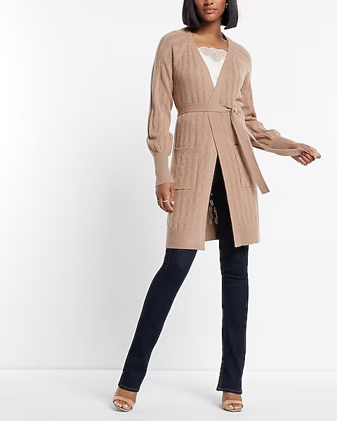 Balloon Sleeve Belted Duster Cardigan | Express