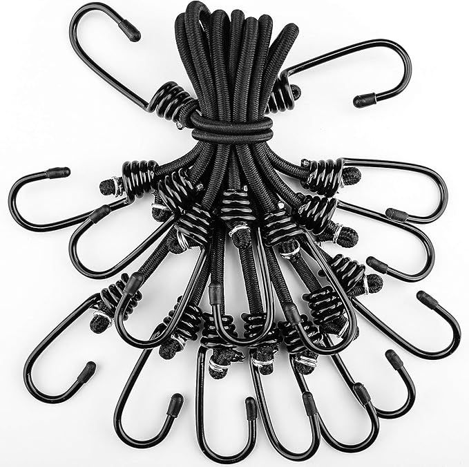 ZHOUBIN Bungee Cords with Hooks 15 inch - Black Bungee Cords 8 Pcs | Amazon (US)