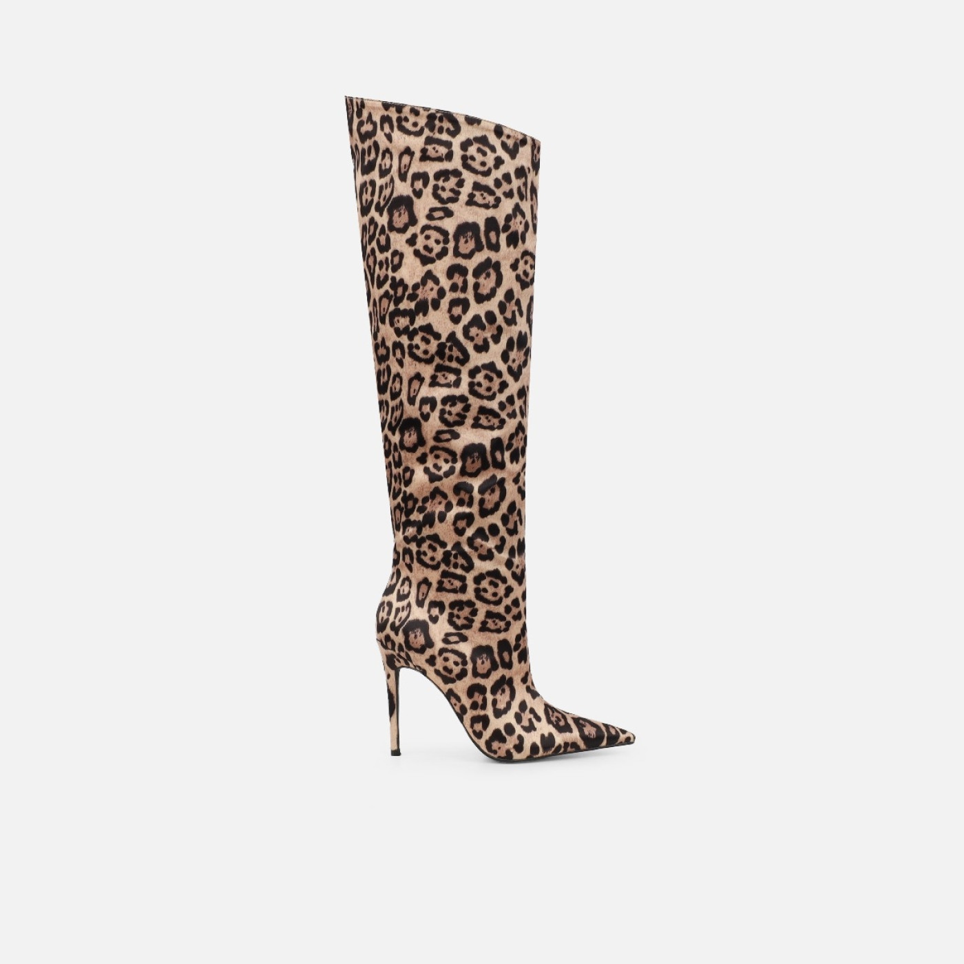 Jairo Leopard Print Satin Knee High Boots | Simmi Shoes
