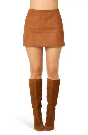ASTR the Label Faux Suede Miniskort in Cognac Brown at Nordstrom Rack, Size Large | Nordstrom Rack