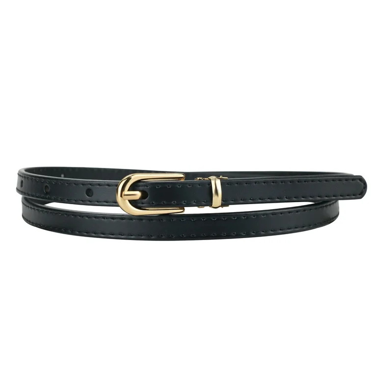 Maikun Belt for Women Removable Buckle Black Belt Women Skinny Waist Belt for Waist Size 31-35" | Walmart (US)