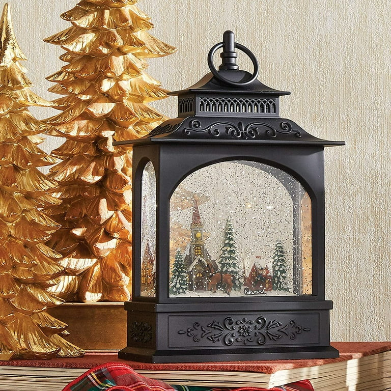 RAZ Imports 23033 - 11" Battery Operated Holiday Glitter Town Scene Lantern with Timer (Batteries... | Walmart (US)