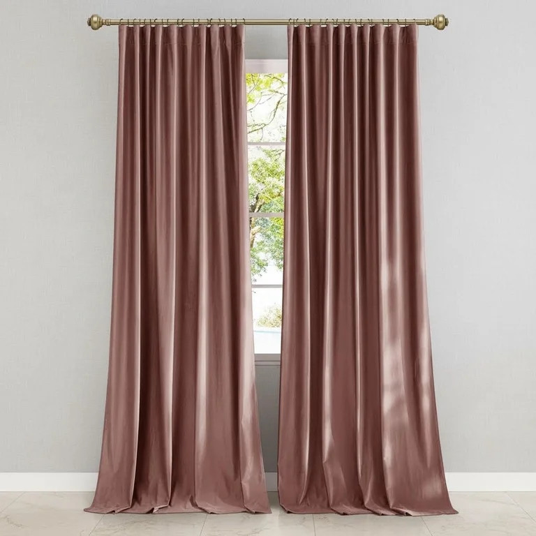 Dusty Rose Pink Blackout Velvet Curtains - Privacy Protection Light Blocking Hook Drapes for Livi... | Walmart (US)
