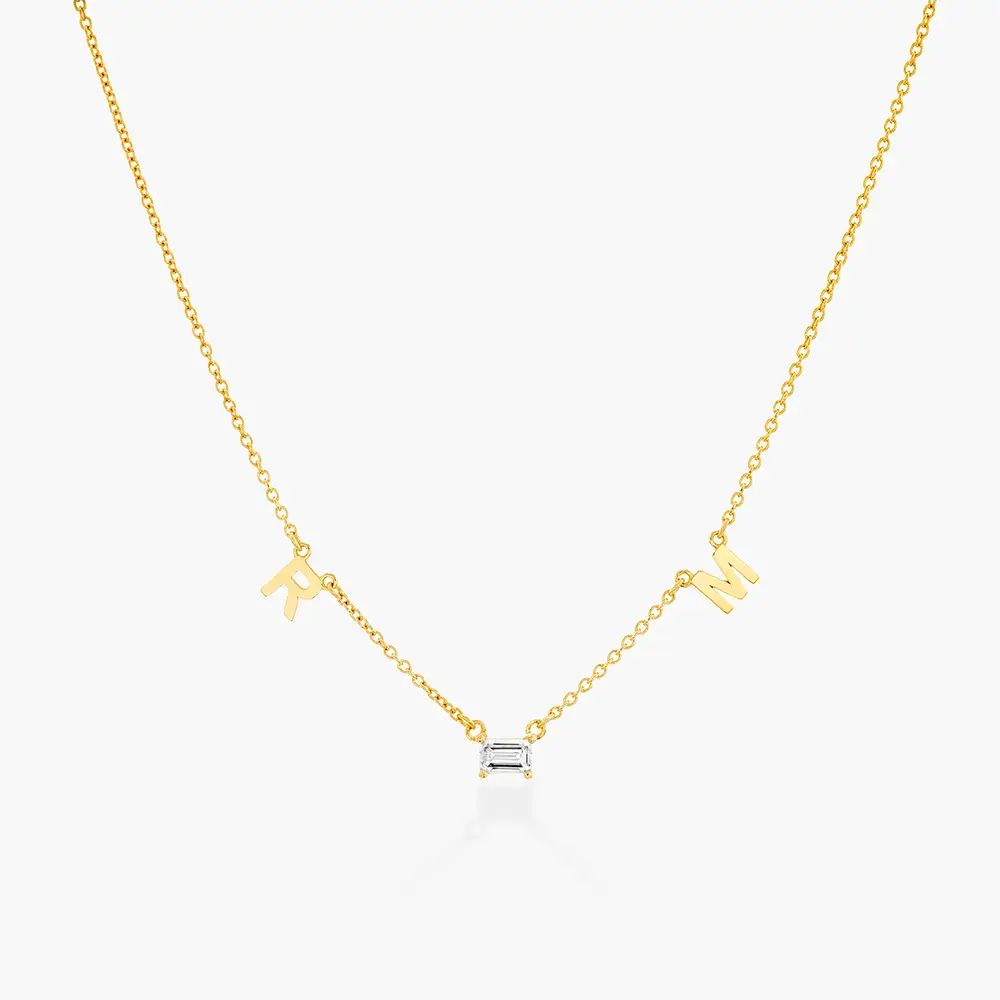 Inez Initial Necklace With 0.3 ct Premium Diamond - Solid Gold | Oak & Luna (US)