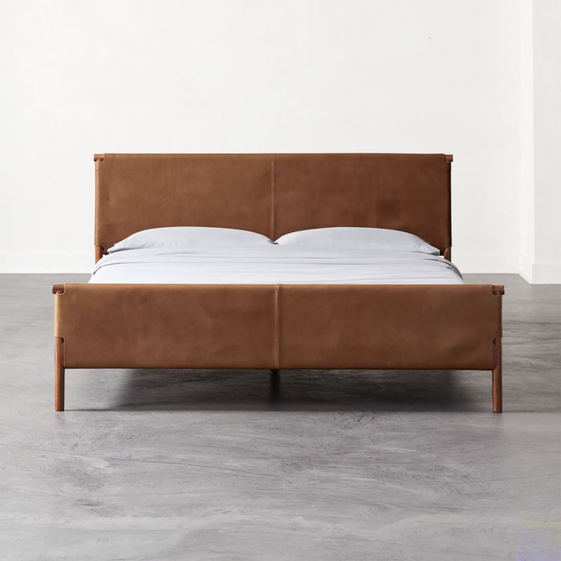 Curator Brown Leather King Bed + Reviews | CB2 | CB2