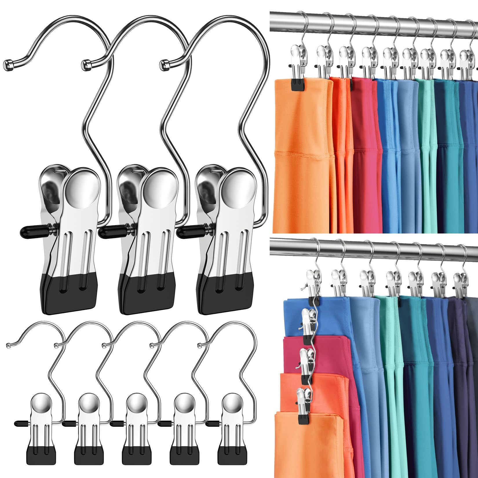 30 Pack Pants Hangers with Clip,Legging Organizer for Closet Hanging, Space Saving Yoga Pants Han... | Amazon (US)