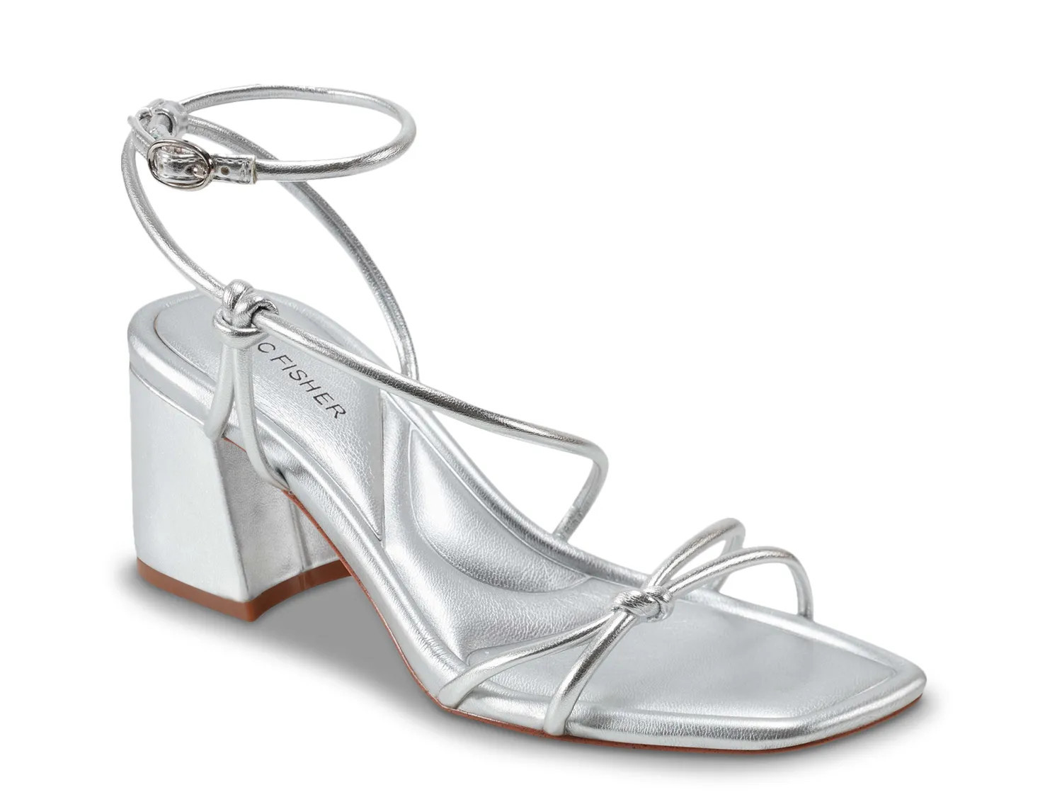 Marc Fisher Gurion Sandal | Women's | Silver Metallic | Size 11 | Sandals | Ankle Strap | DSW