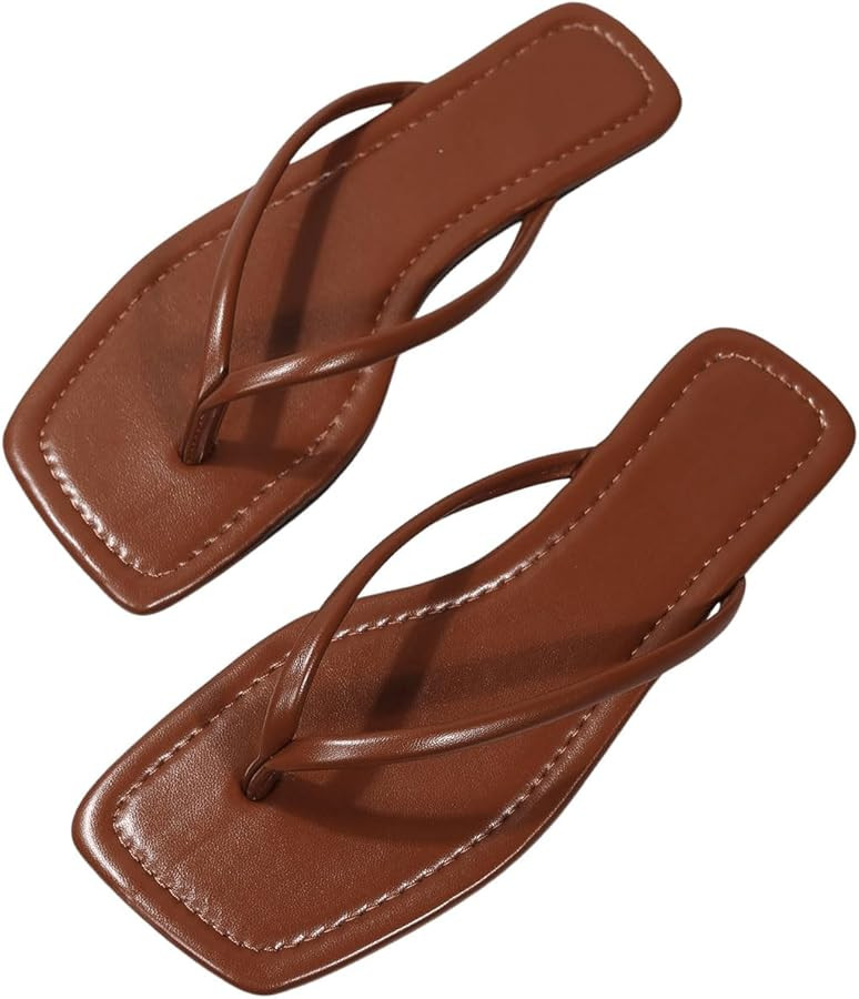 GORGLITTER Women's Square Open Toe Flip Flop Minimalist Thong Flat Sandals Slide On Summer Vacati... | Amazon (US)