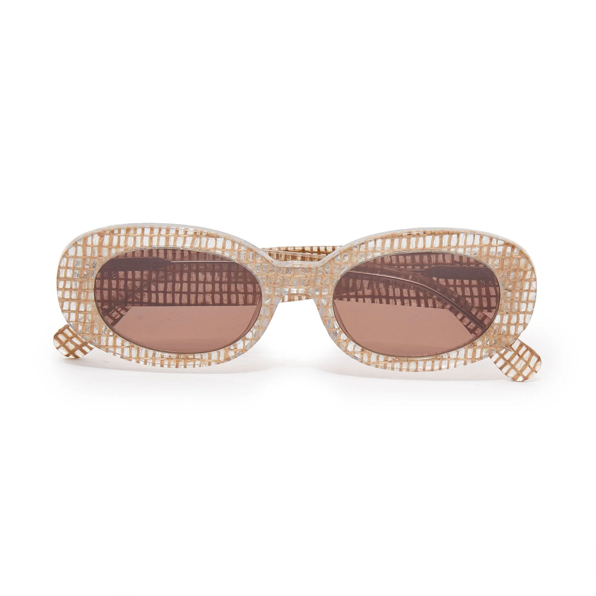BASKETWEAVE OCEANSIDE OVAL SUNGLASSES | LELE SADOUGHI