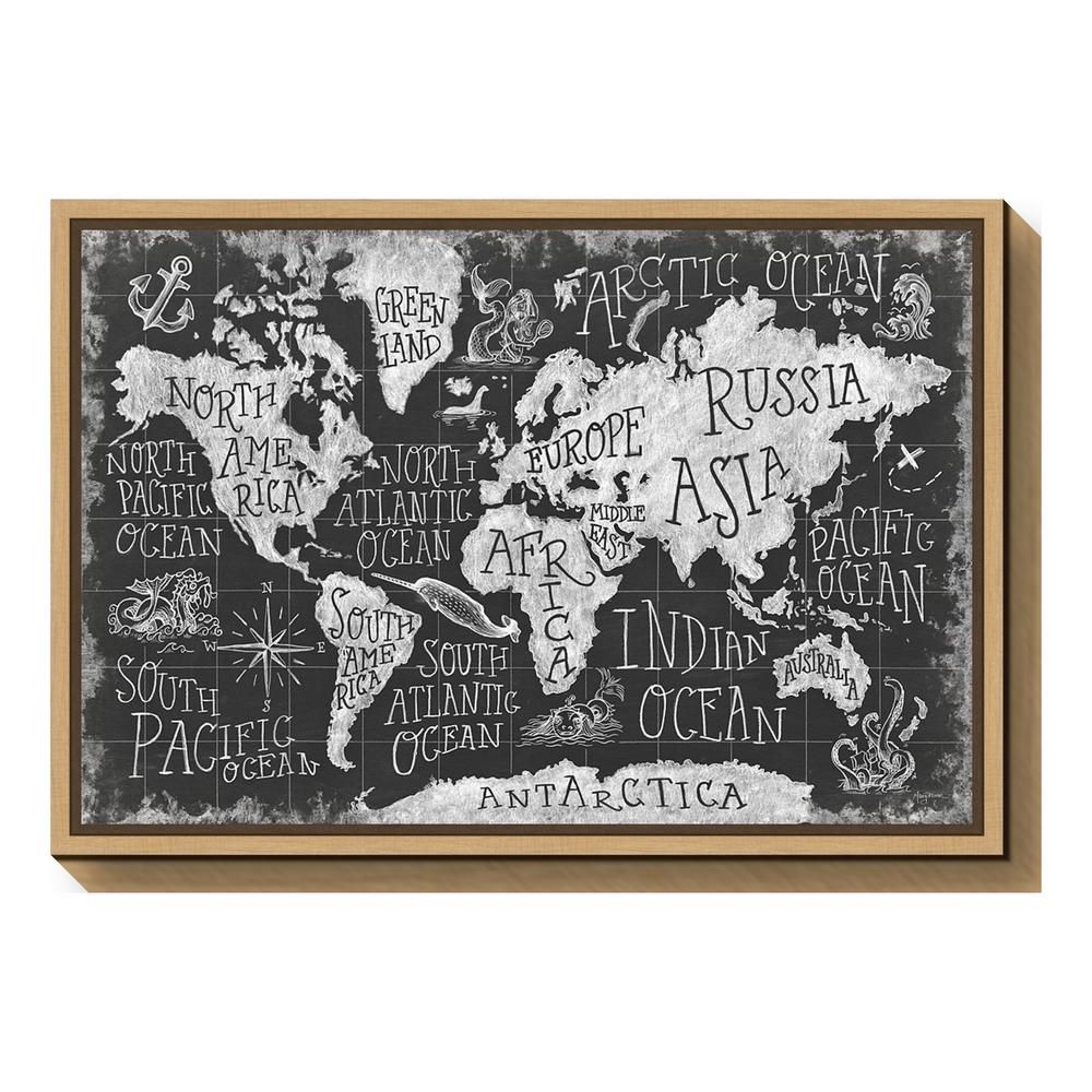 "Mythical Map I" by Mary Urban Framed Canvas Wall Art | The Home Depot