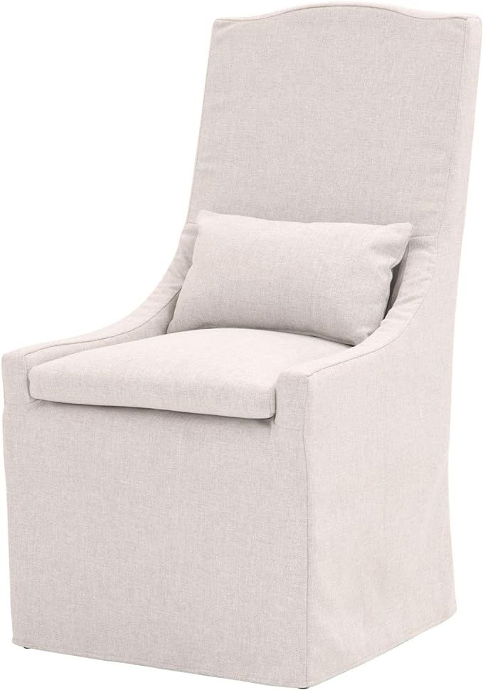 Benjara Contemporary Fabric Upholstered Side Chair with Lumbar Pillow, Gray | Amazon (US)