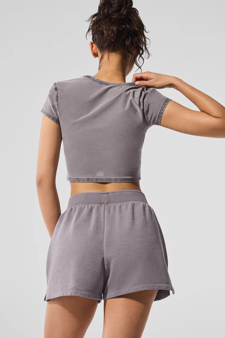 Washed Alosoft Crop Finesse Short Sleeve | Alo Yoga (US)