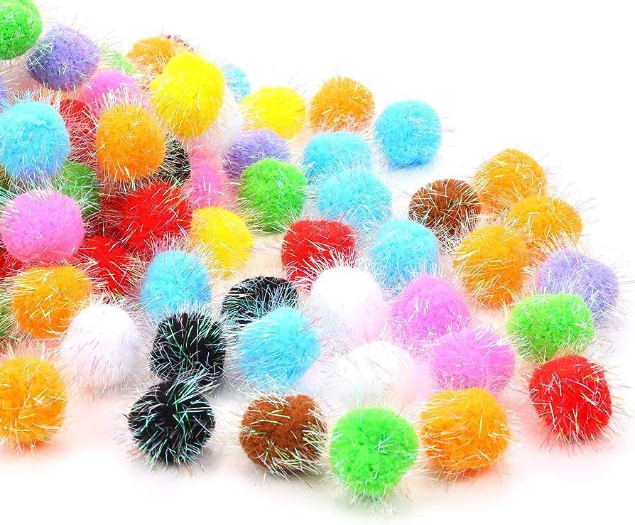 TECH-P ®50 Pack 1.5" 35mm Glitter Poms Poms Craft Balls Sparkle Balls Pet Toy Balls Party Favors... | Amazon (US)