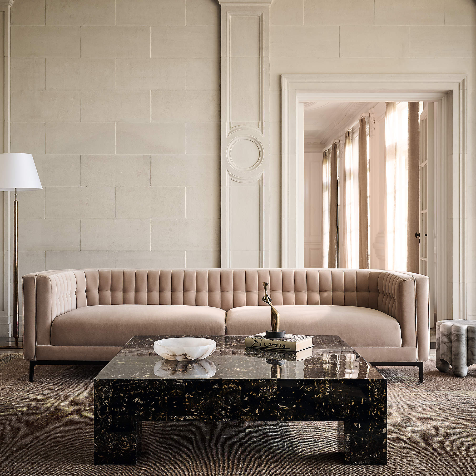 Ambroise 104.75" Light Taupe Velvet Sofa + Reviews | CB2 | CB2