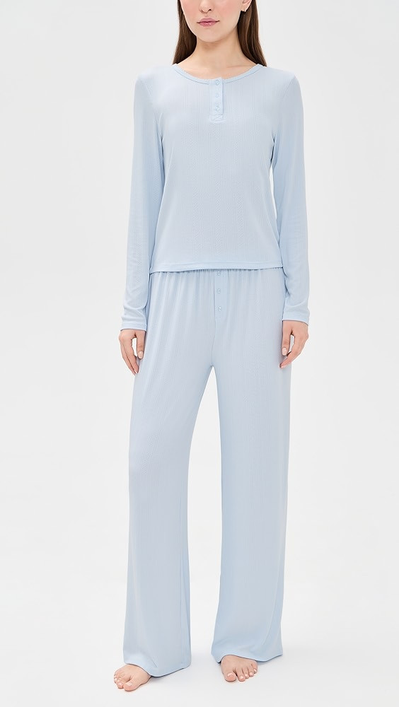 Blissful Long Henley Pajama Set | Shopbop