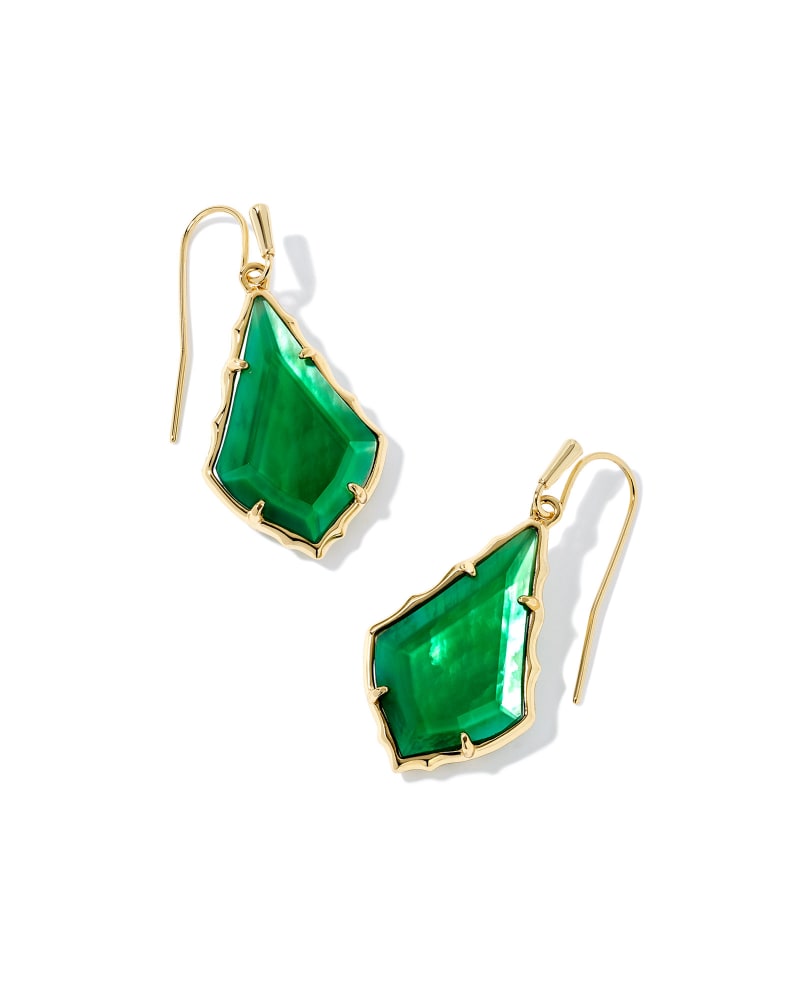 Small Faceted Alex Gold Drop Earrings in Emerald Illusion | Kendra Scott
