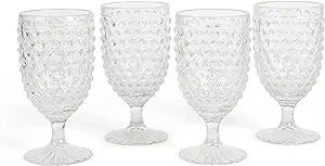 MARTHA STEWART Chauncey 4-Pack 14.2 oz Hobnail Handmade Glass Goblet - Clear | Amazon (US)