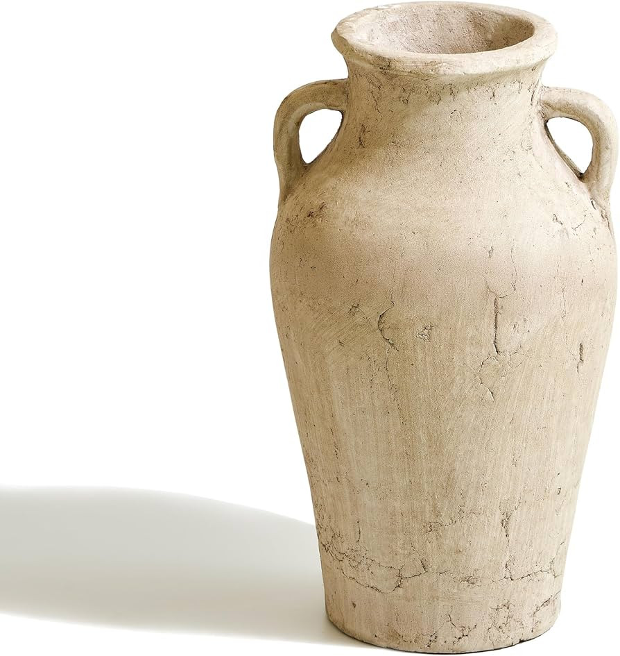 LB2 Rustic Large Ceramic Vase, 11.8" Tall Zen Style vase, Terra Cotta Pitcher Vase, Distressed Fa... | Amazon (US)