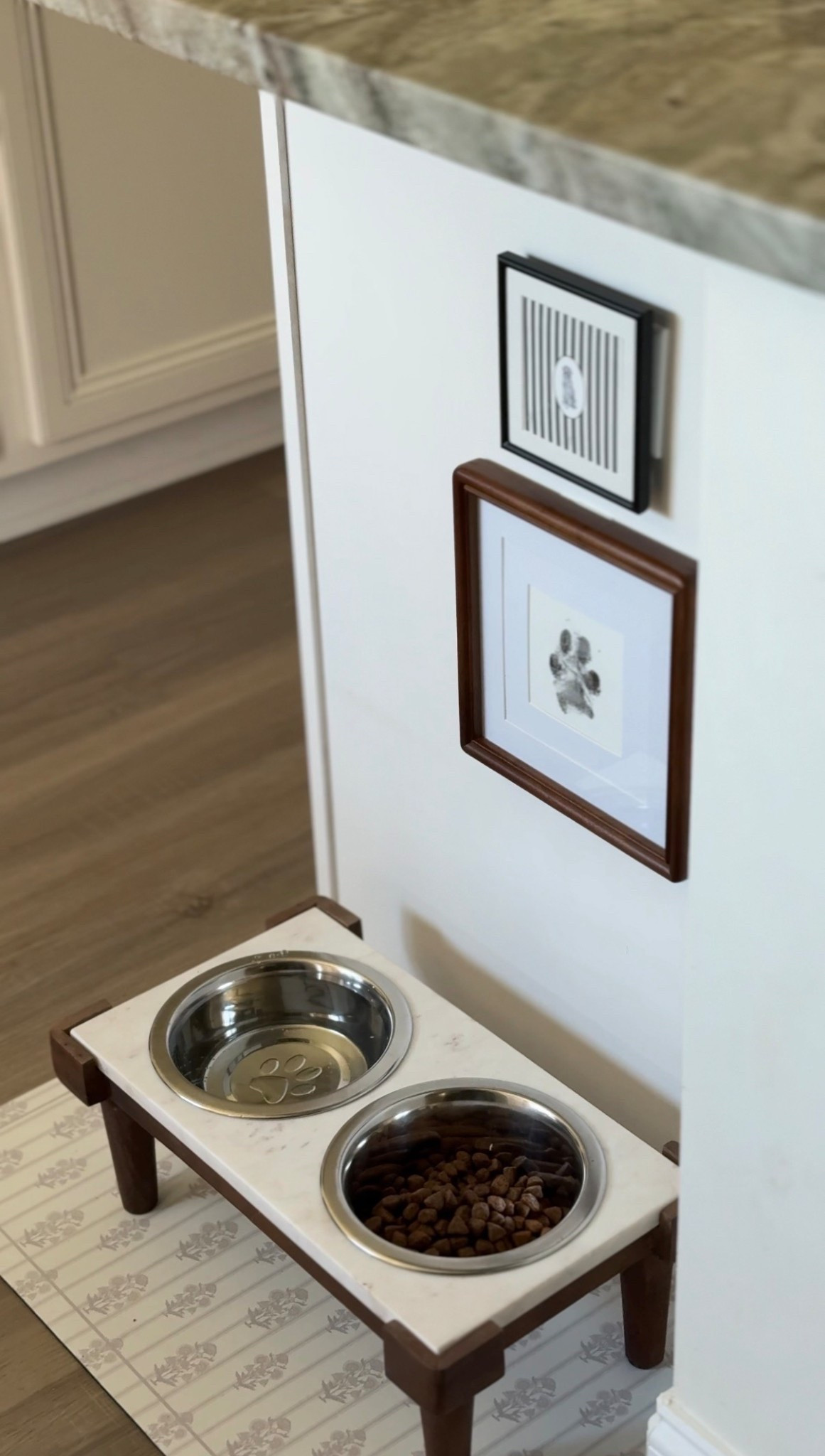 Pet food bowl artwork 🐾 🖼️ 

*food bowl stand & mat from Homegoods 

#LTKHome #LTKmomlife #LTKSaleAlert