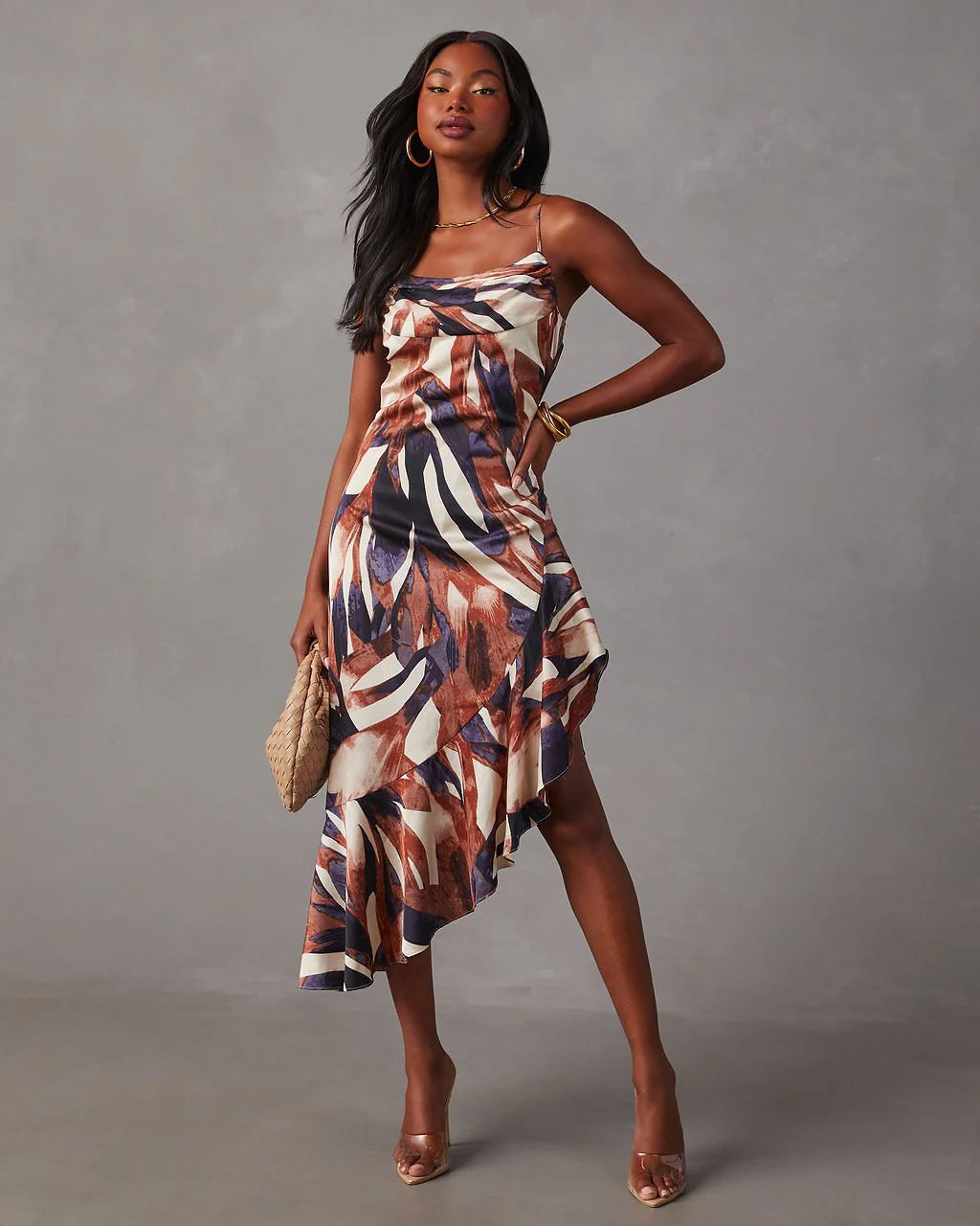 Zaria Printed Slip Midi Dress | VICI Collection