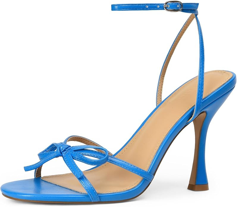 iiimmu Women's Bow Heels 4 IN Stiletto Heeled Sandals for Women Round Open Toe Sandals Elegant Su... | Amazon (US)