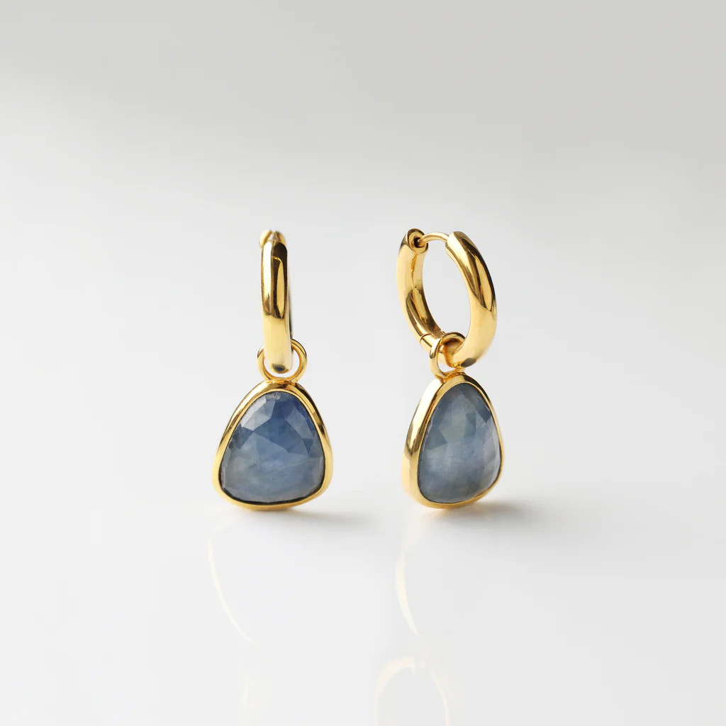 Louise Thompson Chapters Blue Sapphire Drop Hoop Earrings | Carrie Elizabeth