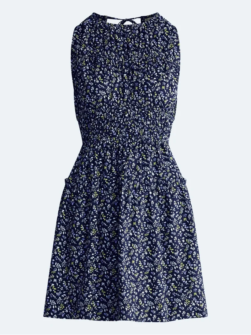 Free Assembly Women's Smocked Sleeveless Cotton Mini Dress, Sizes XS-XXL | Walmart (US)