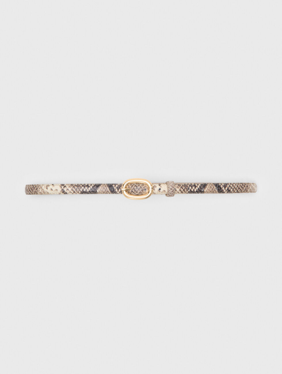 Slim python-effect leather belt Natural for Women | Maje | Maje EU