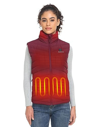 ORORO Women's Heated Down Vest with Rechargeable Battery, Lightweight Heated Vest with 800 Fill Down (Red,XL) | Amazon (US)