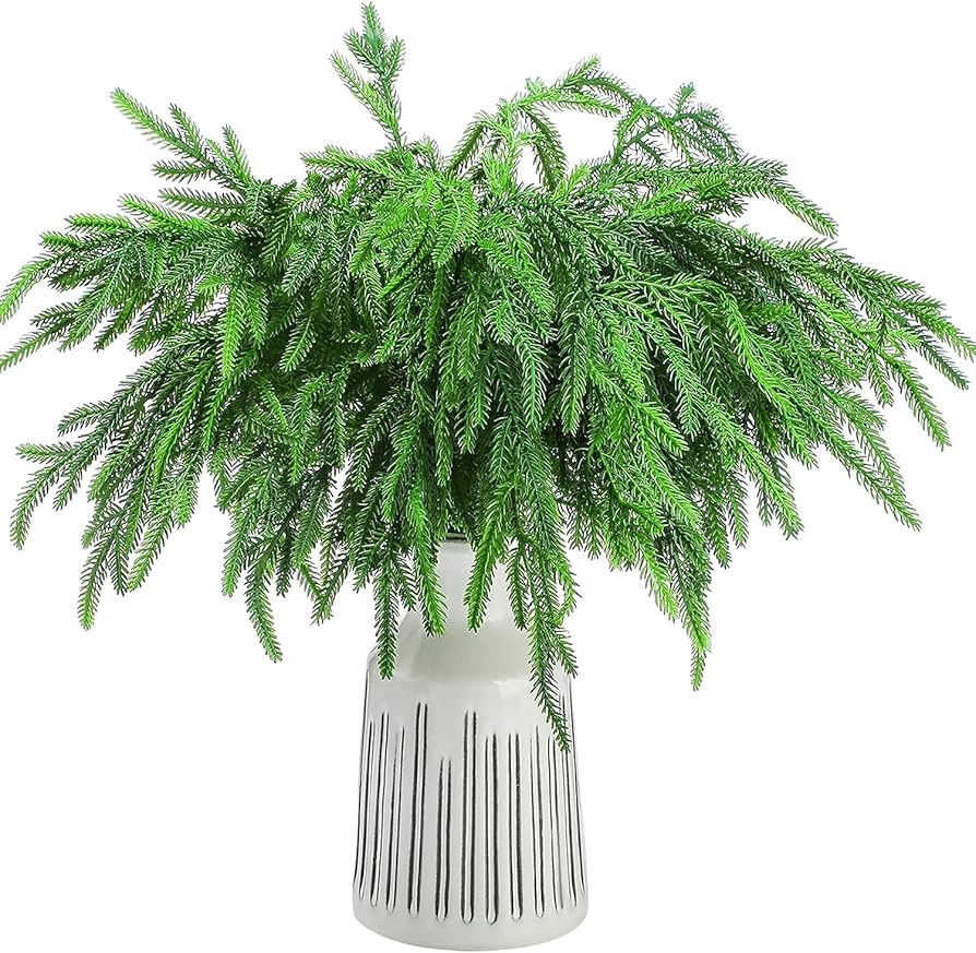 GEKUPEM 12/24Pcs Christmas Norfolk Pine Branches, 18 Inch Norfolk Pine Stems Artificial Xmas Bran... | Amazon (US)