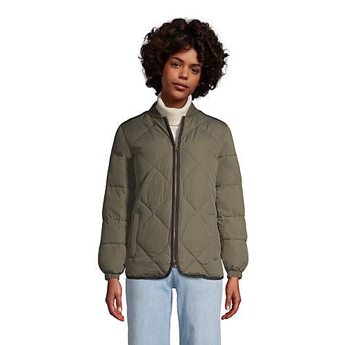 Women's Petite Insulated Quilted Primaloft ThermoPlume Bomber Jacket | Lands' End (US)
