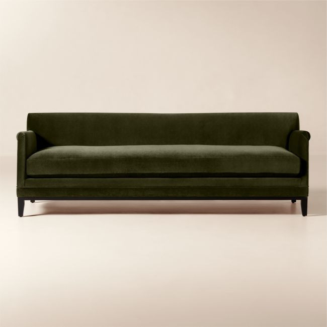 Olson 78" Olive Green Velvet Sofa | CB2