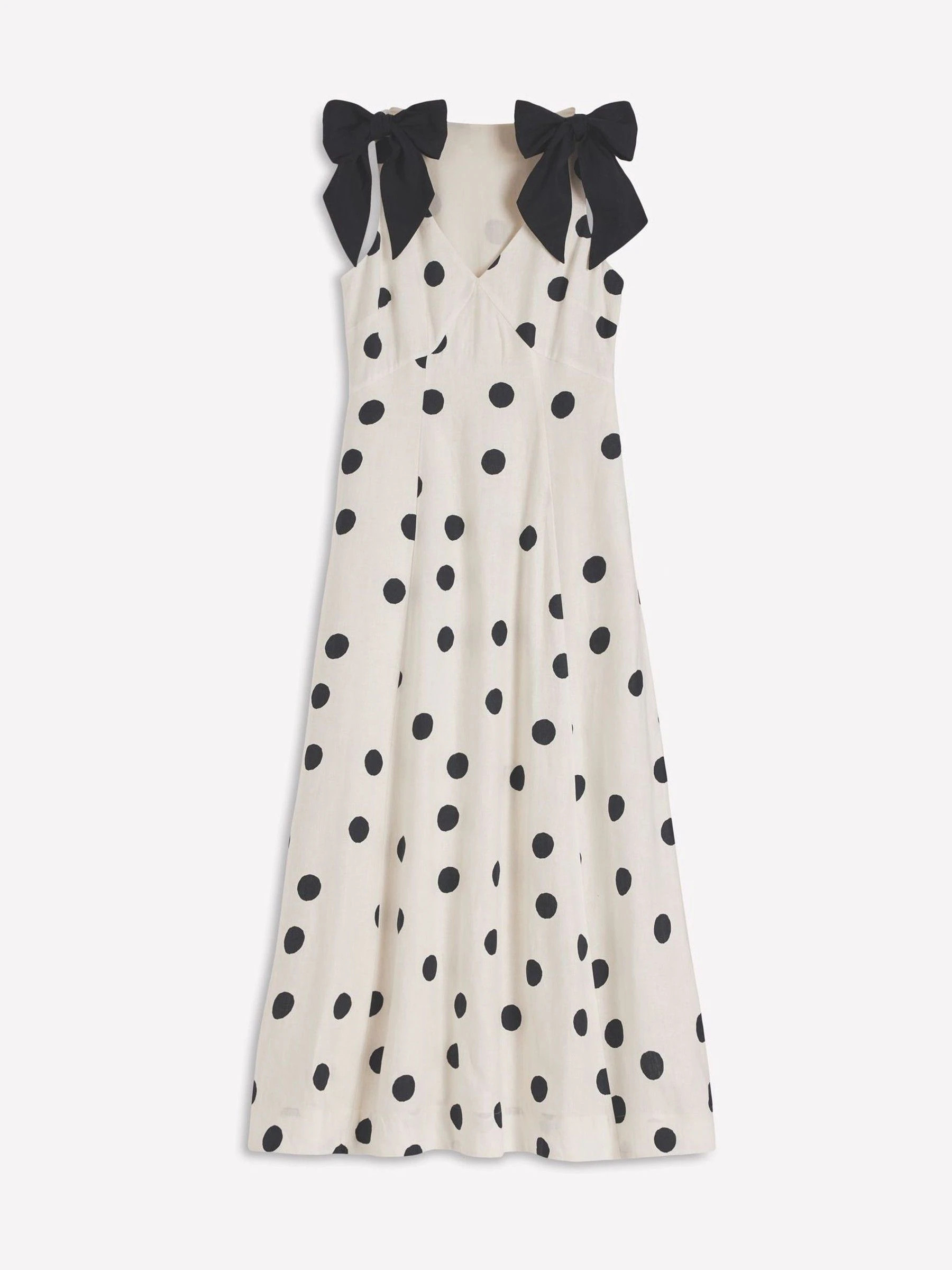 Boden Boden Cream Bow Detail Linen Empire Dress | Next US