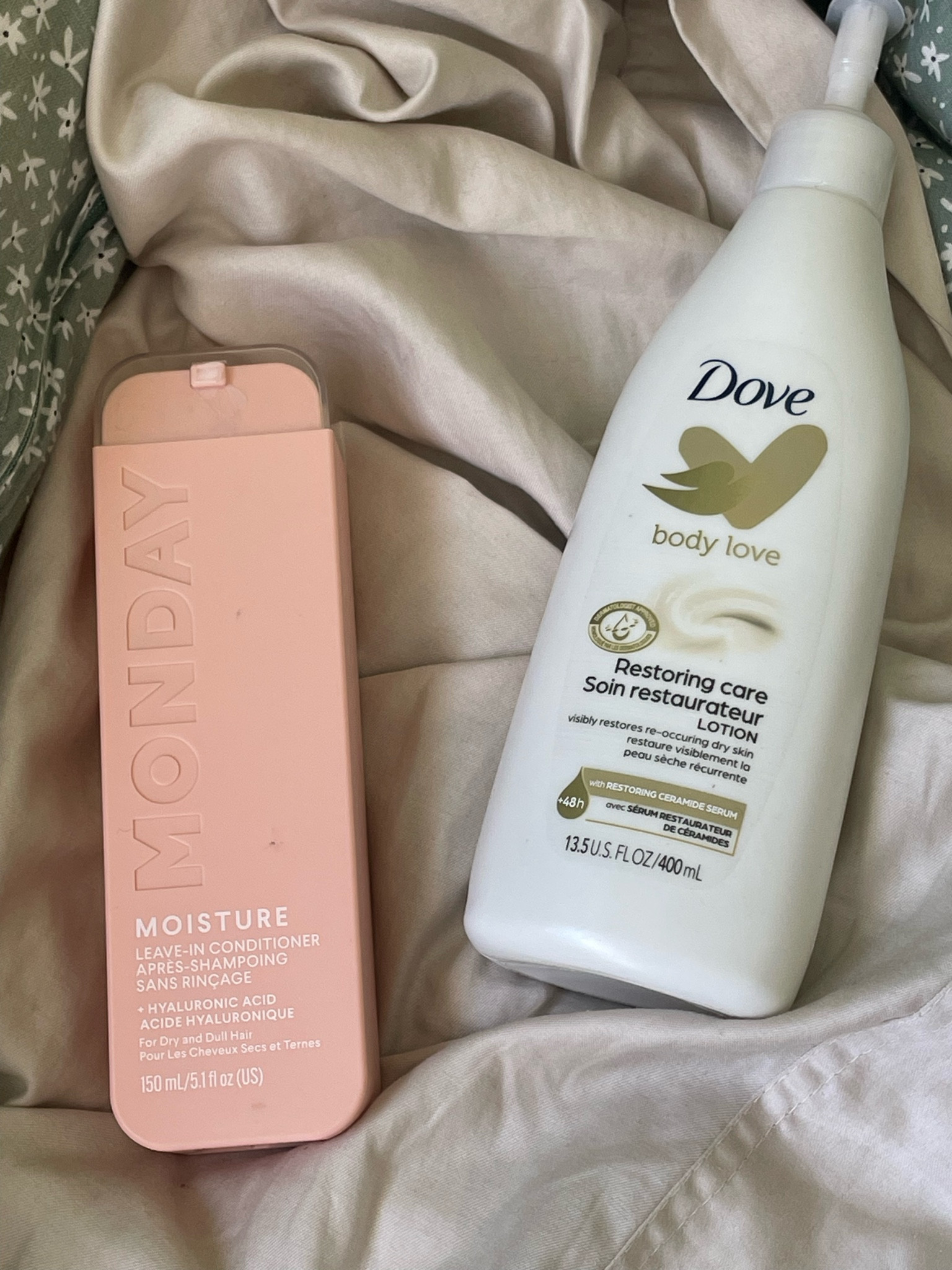 after-shower essentials!! monday hair care leave in conditioner leaves my hair feeling hydrated and nourished! & dove body love lotion has been my go to for a year 💗 smells good and hydrates my skin 

#LTKFindsUnder100 #LTKFindsUnder50 #LTKBeauty