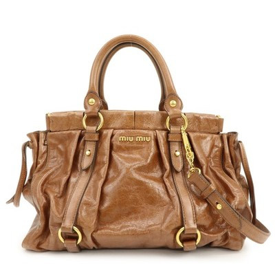 MIU MIU Leather 2Way Bag Hand Bag Shoulder Bag Brown RT0383 Authentic Used F/S | eBay US