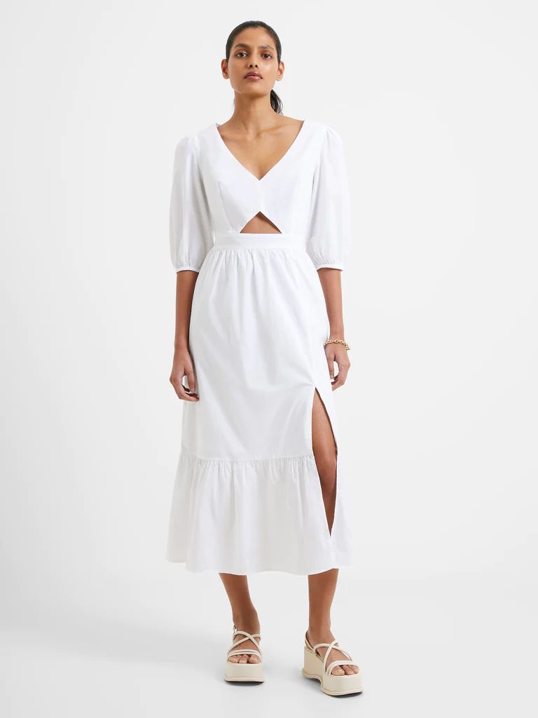 Rhodes Poplin Cut Out Midi Dress | French Connection (US)