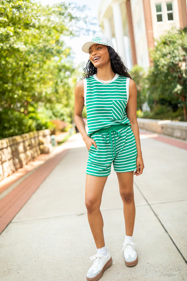 Eloise Green Striped Shorts | Pink Lily
