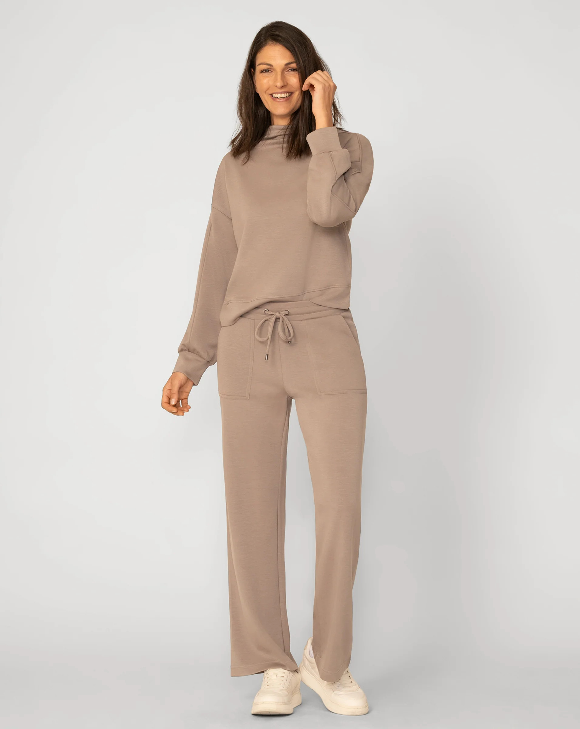 Women's Mockneck Modal Top & Wide Leg Pant in Driftwood | Cable & Gauge | Cable & Gauge