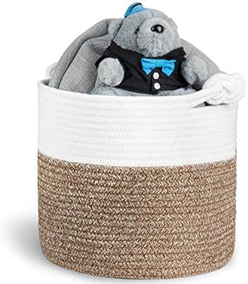 Polarduck Cotton Rope Basket 13” x 12” x 11”, Baby Laundry Basket, Laundry Hamper, Woven Bl... | Amazon (US)